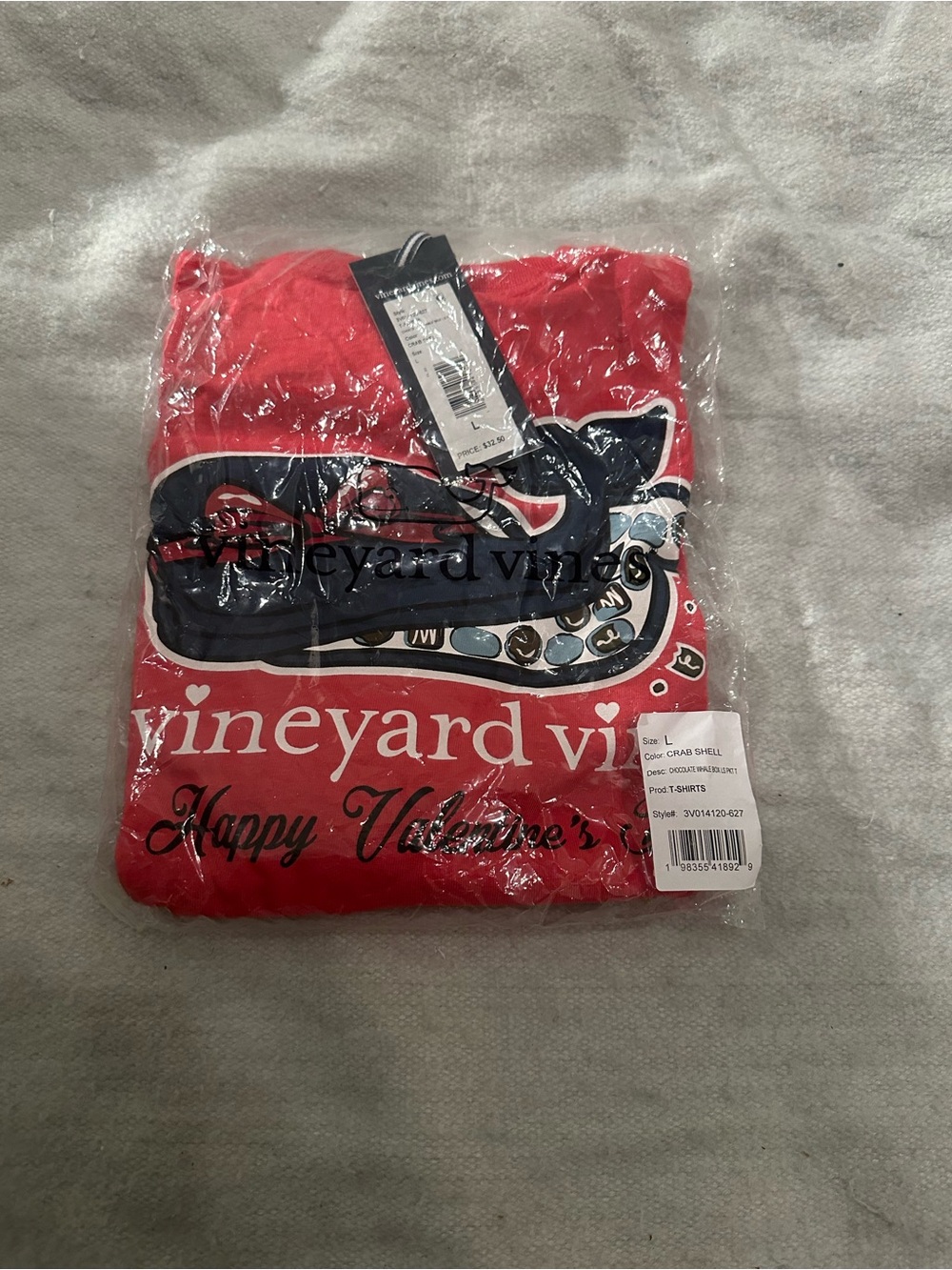 Vineyard Vibes Kids u Whale Box Pocket Tee Crab Shell L NWT